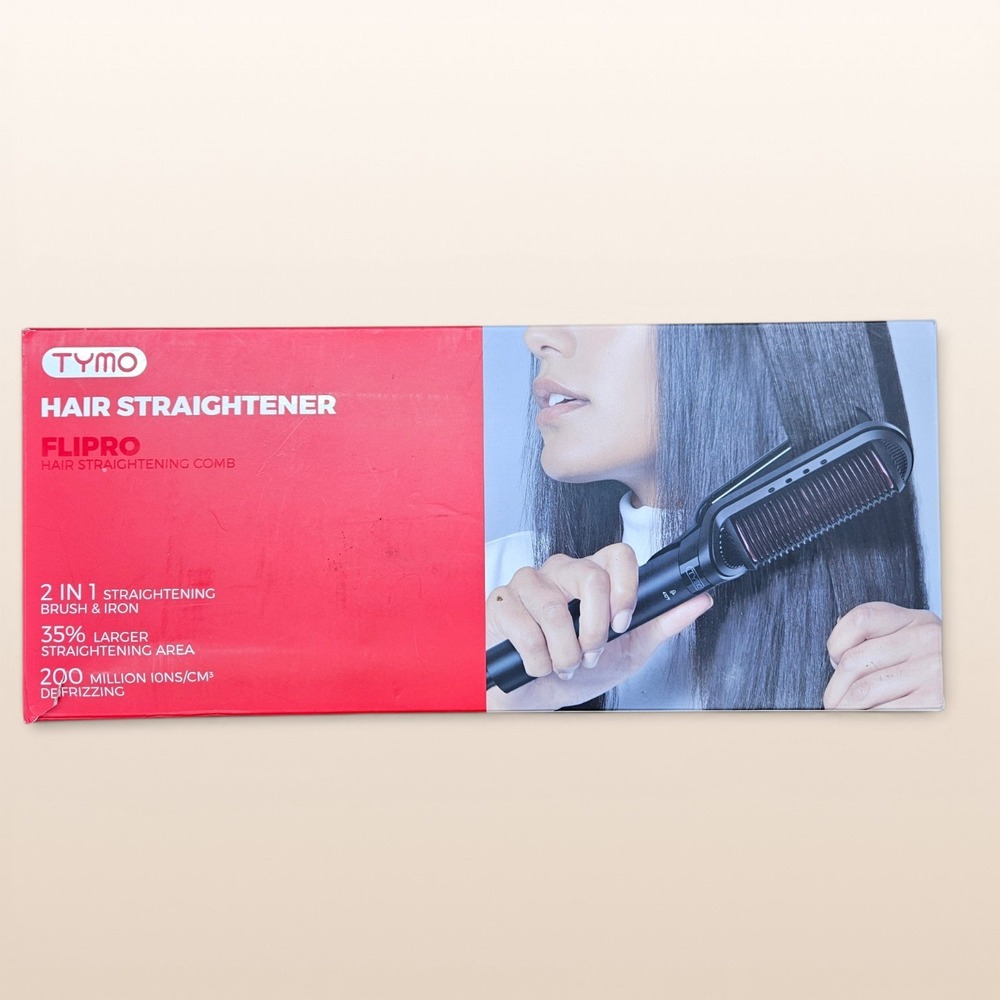 TYMO FLIPRO Hair Straightener 2-in-1 Straightening Brush & Iron New Open Box - Picture 7 of 9